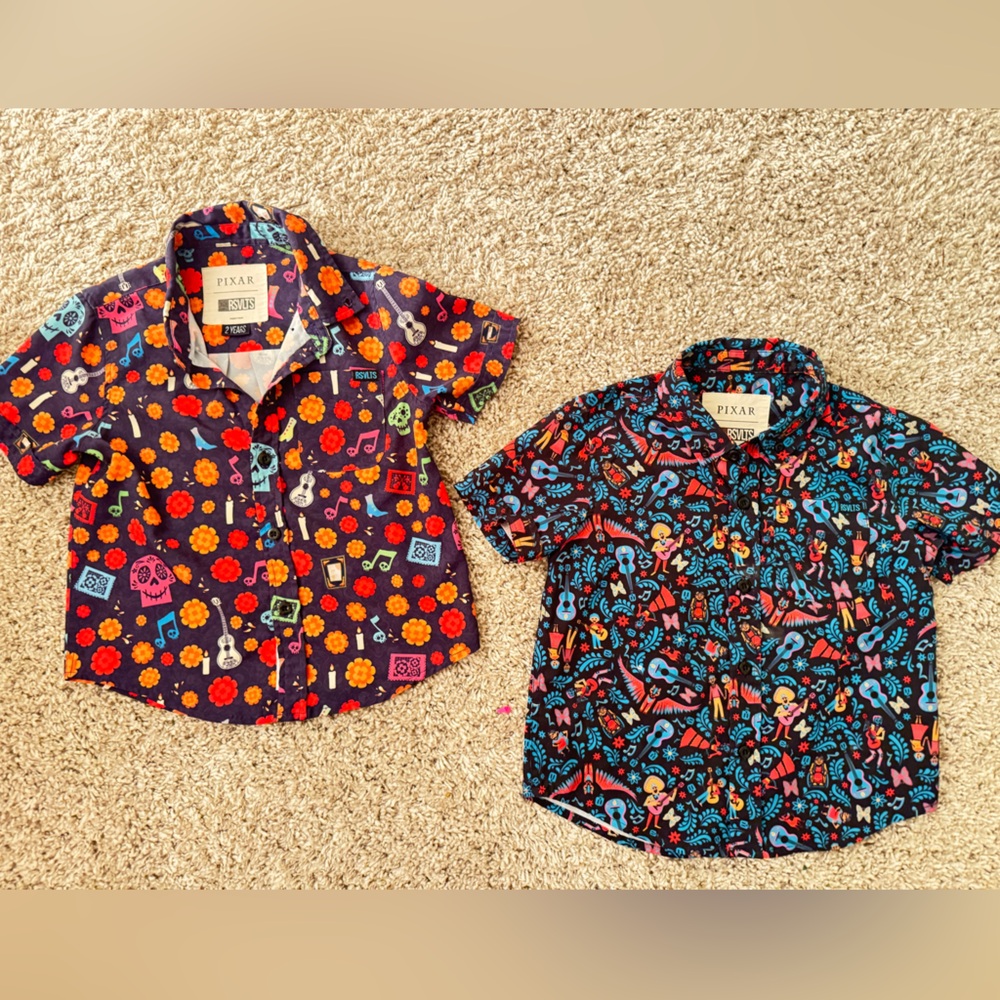 RSVLTS PIXAR Kids Button Down Shirts - Vibrant Multicolor Designs